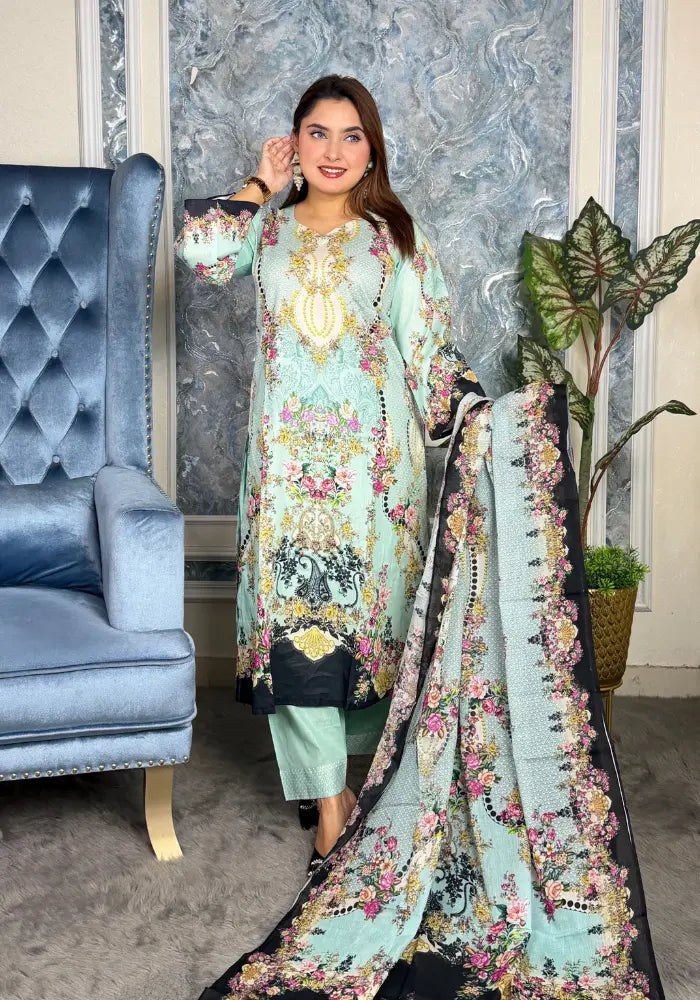 Elegant Pink Floral Printed Three-Piece Set 1