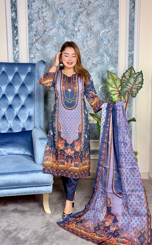 Elegant Printed Three-Piece D37