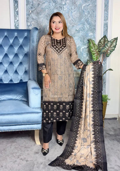 Black–Beige Elegant Three-Piece Set