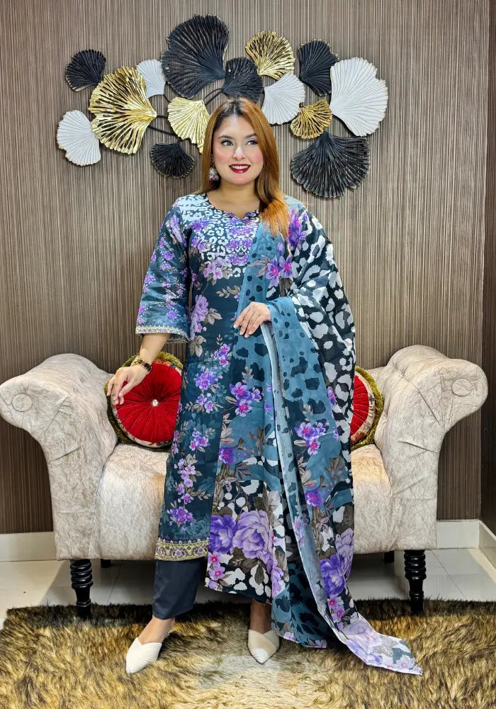 Cotton Digital Printed Three Piece M17