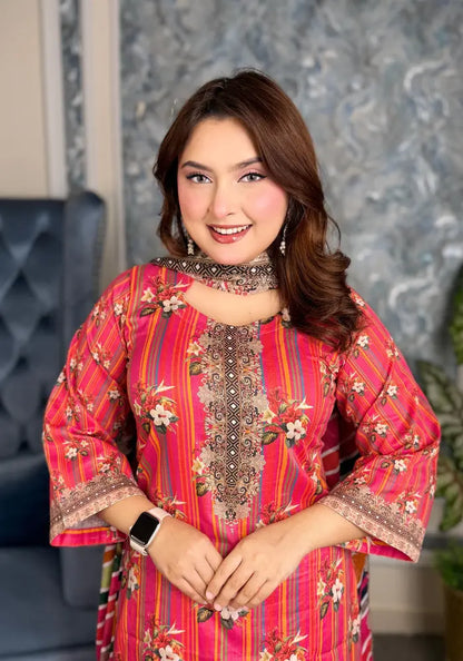 Elegant Floral Printed Three-Piece Set v220