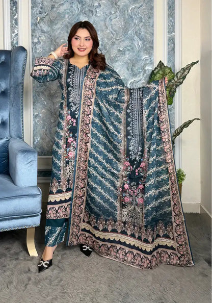 Elegant Floral Printed Three-Piece Set M210