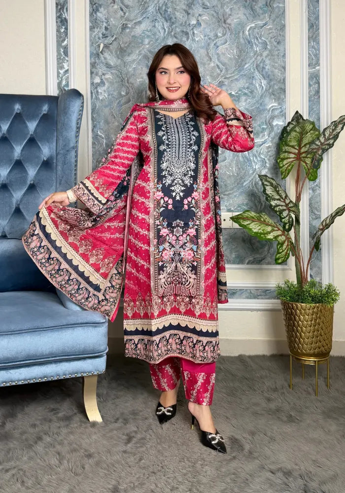 Elegant Floral Printed Three-Piece Set M210