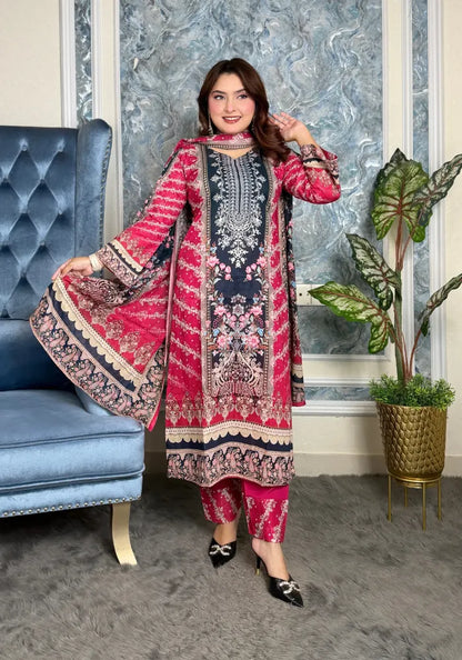 Elegant Floral Printed Three-Piece Set M210