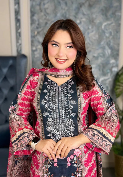 Elegant Floral Printed Three-Piece Set M210