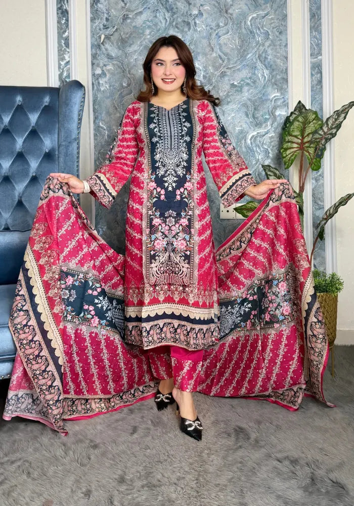 Elegant Floral Printed Three-Piece Set M210
