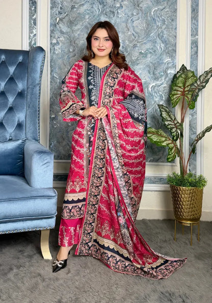 Elegant Floral Printed Three-Piece Set M210