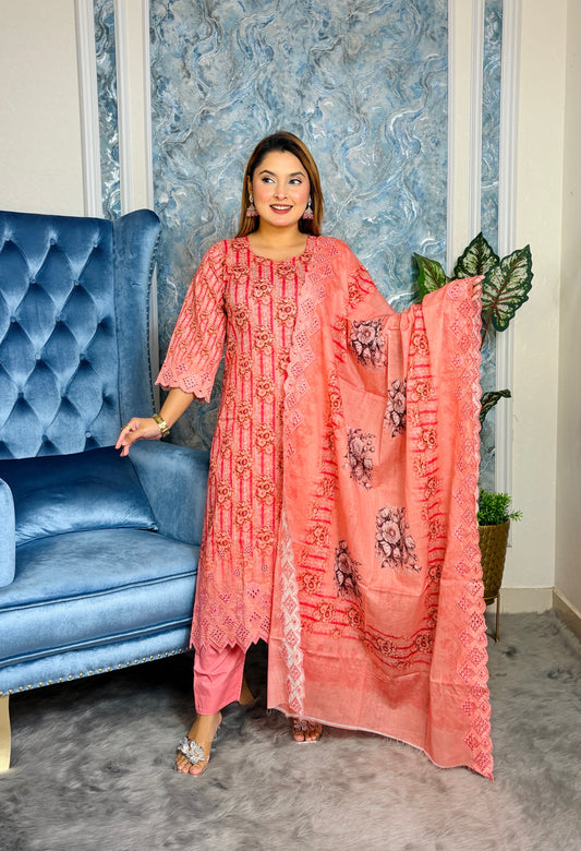 Elegant Beige Bloom – Stylish Three-Piece Set - 27P