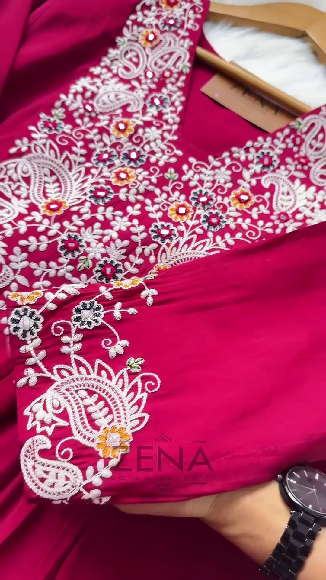 Premium Embroidered Magenta Anarkali 3-Piece