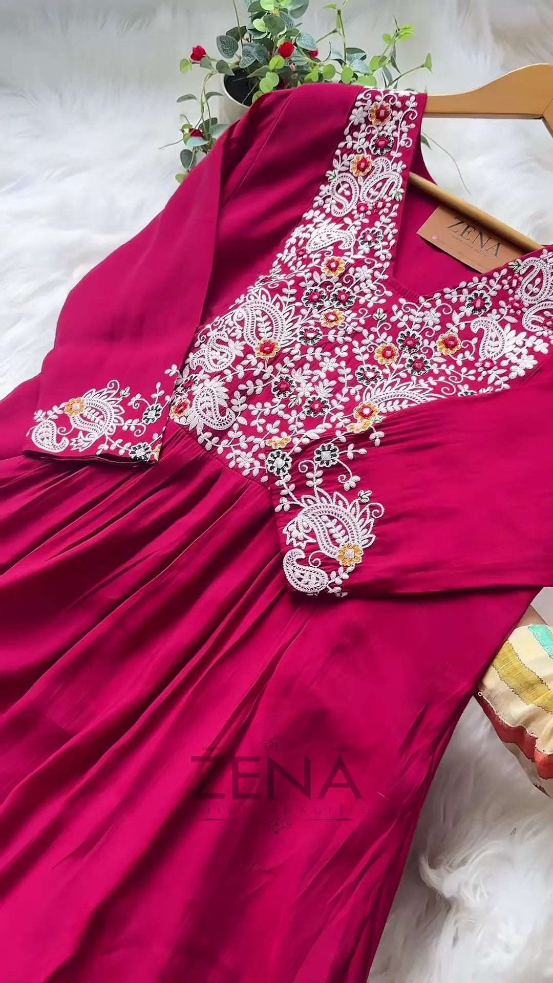 Premium Embroidered Magenta Anarkali 3-Piece