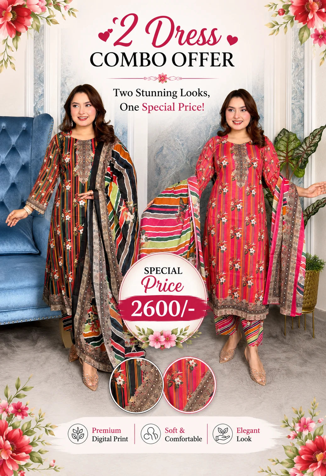 Digital print patel three piece v22